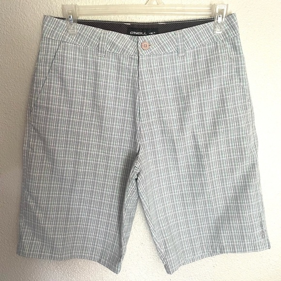 ONEILL thin stripe plaid flat front shorts multicolor gray size 32 - Picture 7 of 7